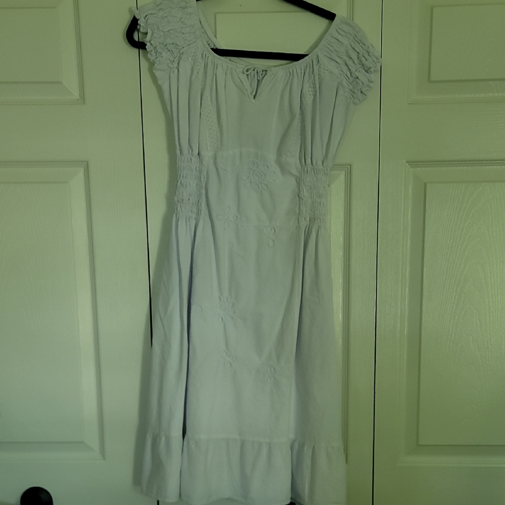 Elegant 100% Cotton White Dress from Mexico
